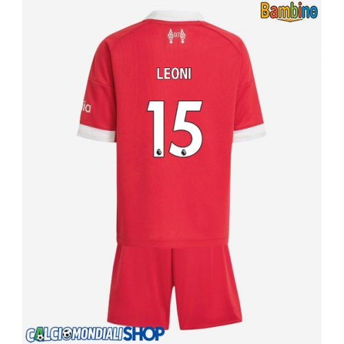 Maglie da calcio Liverpool Giovanni Leoni #15 Prima Maglia Bambino 2025-26 Manica Corta + Pantaloni corti)